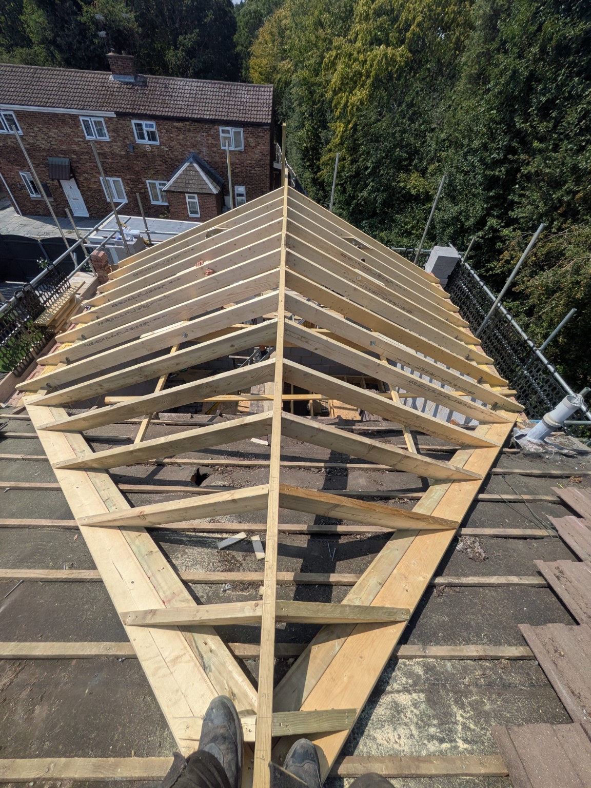 Hand-cut timber roof structure