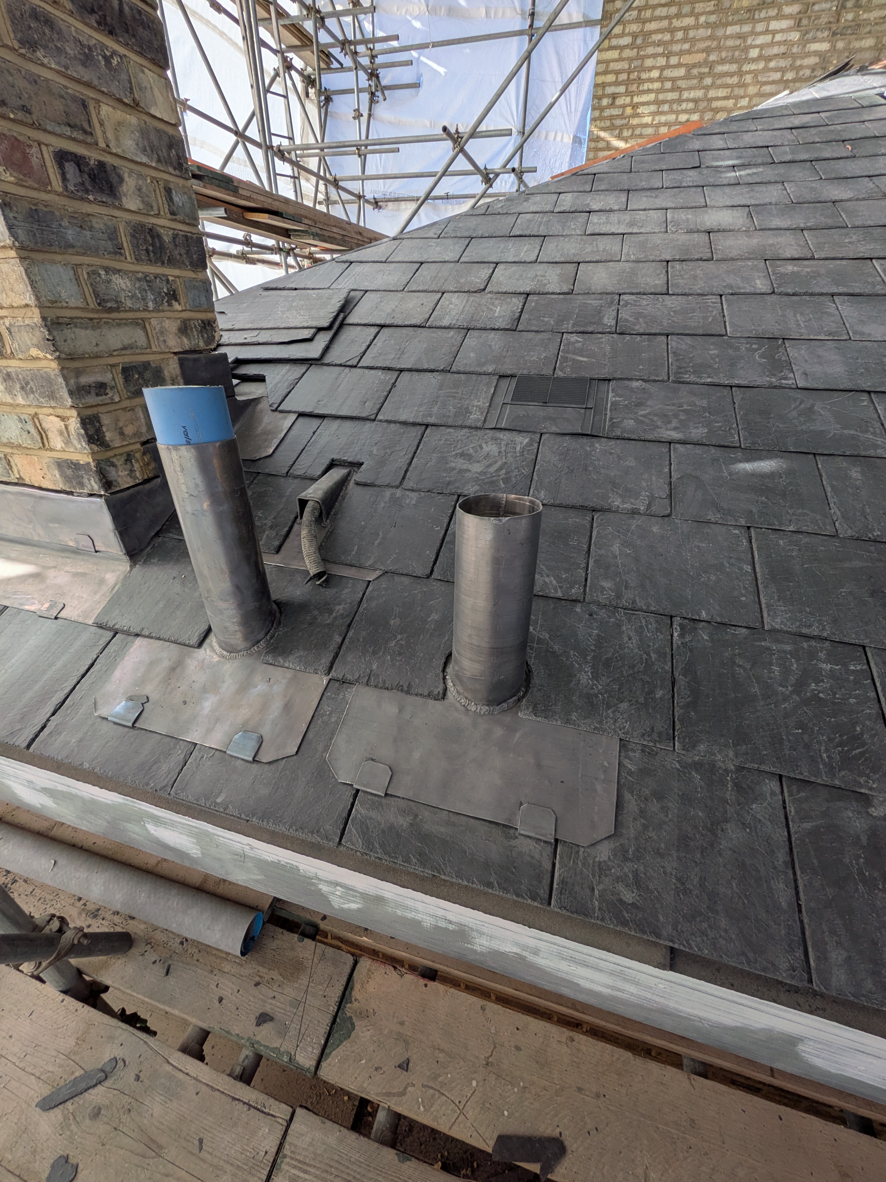 Slate roof & pipe flashing
